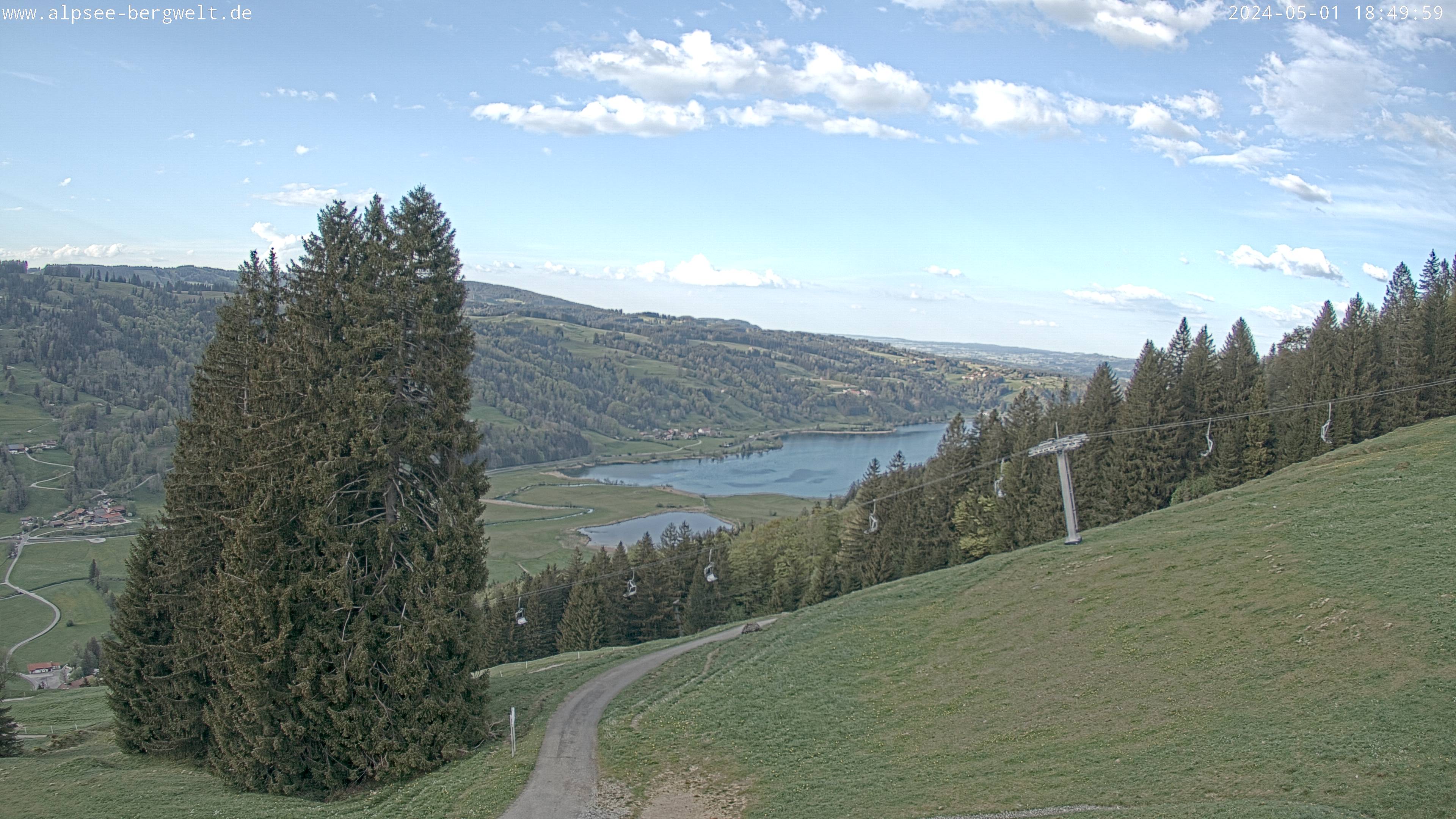 Webcam an der Alpsee Bergwelt bei Immenstadt mit Blick vom Berg über den großen Alpsee Richtung Nordosten.
